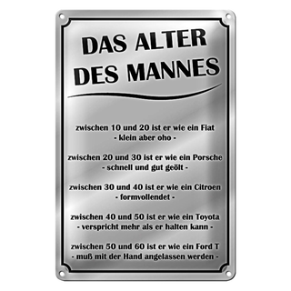 Blechschild Spruch 20x30cm das Alter des Mannes