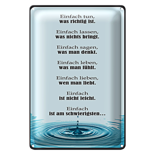 Blechschild Spruch 20x30cm Einfach ist am schwierigsten