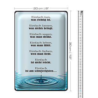 Blechschild Spruch 20x30cm Einfach ist am schwierigsten