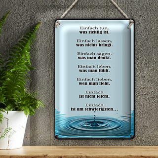 Blechschild Spruch 20x30cm Einfach ist am schwierigsten