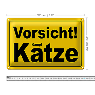 Blechschild Spruch 30x20cm Vorsicht Kampf Katze