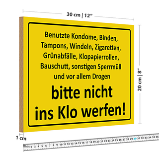 Holzschild 30x20cm bitte nicht ins Klo werfen