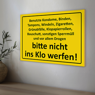 Holzschild 30x20cm bitte nicht ins Klo werfen