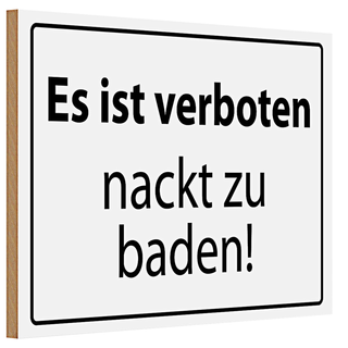 Holzschild Verbotsschild 30x20cm Verboten nackt zu baden