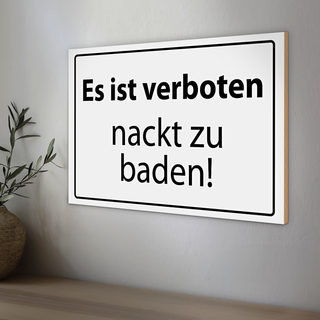 Holzschild Verbotsschild 30x20cm Verboten nackt zu baden