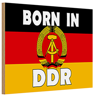 Holzschild Nostalgie 30x20cm Born in DDR Fahne