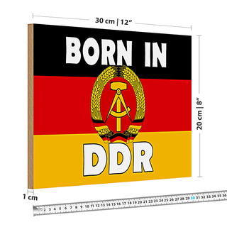Holzschild Nostalgie 30x20cm Born in DDR Fahne