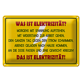 Blechschild Spruch 30x20cm Was ist Elektrizität