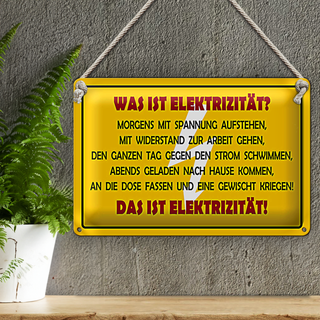 Blechschild Spruch 30x20cm Was ist Elektrizität