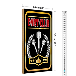 Holzschild Spruch Dart Club 20x30cm König Dartspiel Spaß