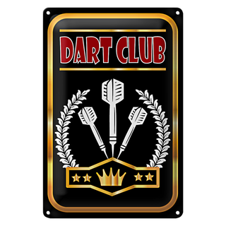 Blechschild Dart Club 20x30cm König Dartspiel Spaß
