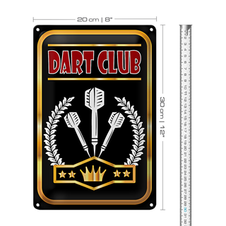 Blechschild Dart Club 20x30cm König Dartspiel Spaß