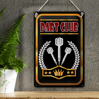 Blechschild Dart Club 20x30cm König Dartspiel Spaß