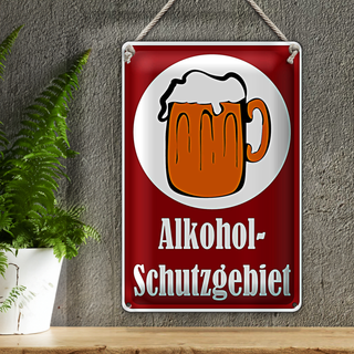 Blechschild 20x30cm Schutzgebiet Bier Geburtstag
