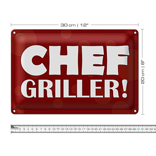 Blechschild Spruch 30x20cm Chef Griller BBQ Grill