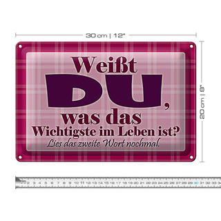Blechschild Spruch 30x20cm Wichtigste bist DU
