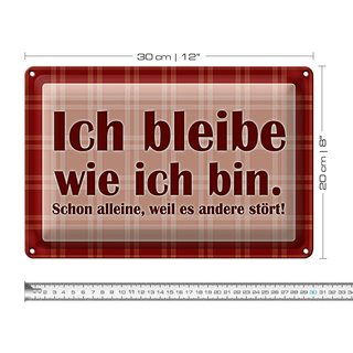 Blechschild Spruch 30x20cm Ich bleibe wie ich bin