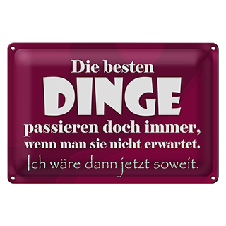 Blechschild Spruch 30x20cm Die besten Dinge nicht erwartet