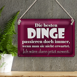 Blechschild Spruch 30x20cm Die besten Dinge nicht erwartet