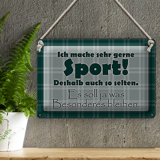 Blechschild Spruch 30x20cm mache gerne Sport deshalb selten