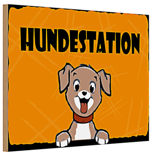 Holzschild Hund 30x20cm Hundestation Wanddeko