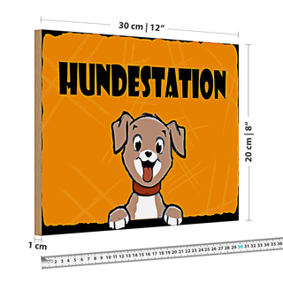 Holzschild Hund 30x20cm Hundestation Wanddeko