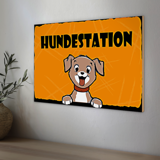 Holzschild Hund 30x20cm Hundestation Wanddeko