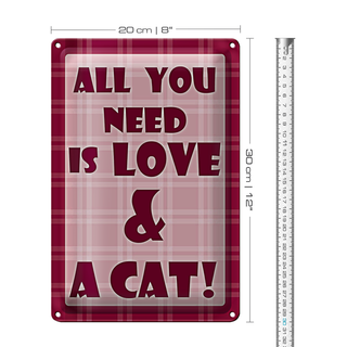 Blechschild Spruch 20x30cm Katze All you need & Cat