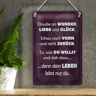 Blechschild Spruch 20x30cm Dein Leben lebst nur Du