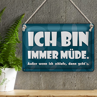 Blechschild Spruch 30x20cm Ich bin immer müde