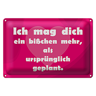 Blechschild Spruch 30x20cm Ich mag Dich (Herz)