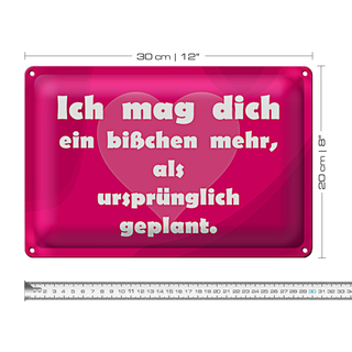 Blechschild Spruch 30x20cm Ich mag Dich (Herz)