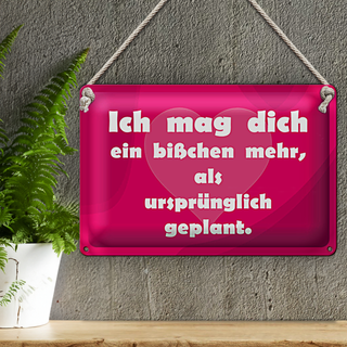 Blechschild Spruch 30x20cm Ich mag Dich (Herz)