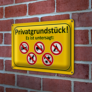 Blechschild Hinweis 30x20cm Privatgrundstück Es ist untersagt
