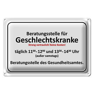 Blechschild 30x20cm Beratungsstelle für Geschlechtskranke