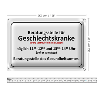 Blechschild 30x20cm Beratungsstelle für Geschlechtskranke