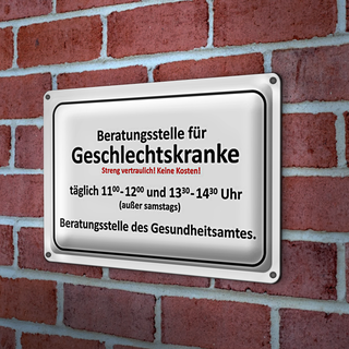 Blechschild 30x20cm Beratungsstelle für Geschlechtskranke
