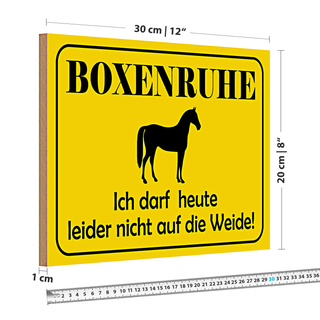 Holzschild Hinweis 30x20cm Boxenruhe nicht auf die Weide Pferd