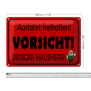 Blechschild Hinweis 30x20cm Ausfahrt freihalten biss. Hausherr