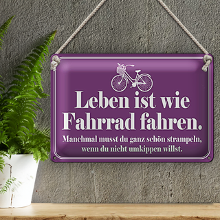 Blechschild Spruch 30x20cm Leben ist wie Fahrrad fahren