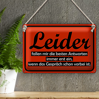 Blechschild Spruch 30x20cm Leider fallen besten Antworten