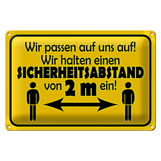 Blechschild Hinweis 30x20cm Sicherheitsabstand 2 Meter