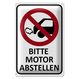 Blechschild Hinweis 20x30cm Bitte Motor abstellen