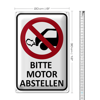 Blechschild Hinweis 20x30cm Bitte Motor abstellen