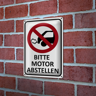 Blechschild Hinweis 20x30cm Bitte Motor abstellen