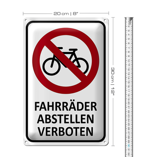 Blechschild Hinweis 20x30cm Fahrräder abstellen verboten