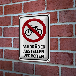 Blechschild Hinweis 20x30cm Fahrräder abstellen verboten