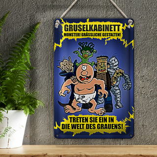 Blechschild Spruch 20x30cm Gruselkabinett Treten Sie ein