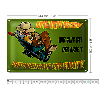 Blechschild Spruch 30x20cm sind bei der Arbeit nicht Flucht