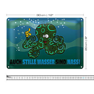 Blechschild Spruch 30x20cm Auch stille Wasser sind nass